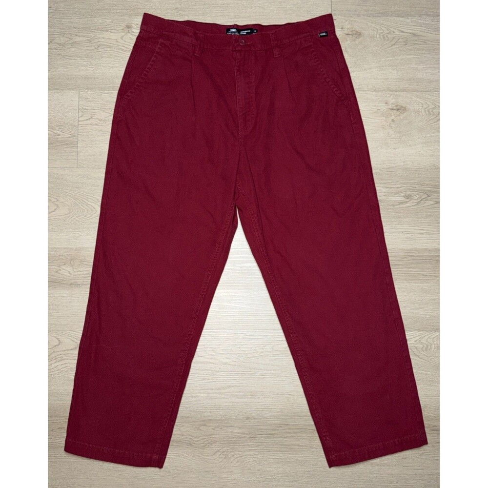 Vans Men’s Authentic Chino Pants Size 34x27 Red Khaki Relaxed Fit Straight